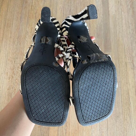 Jessica Simpson Zebra Pony Hair Gladiator Heels Strappy Sandals Stilettos Sz 7M - Picture 7 of 8